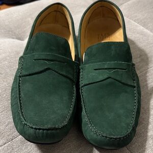 Saks Fifth Avenue Forest Green Suede Loafers